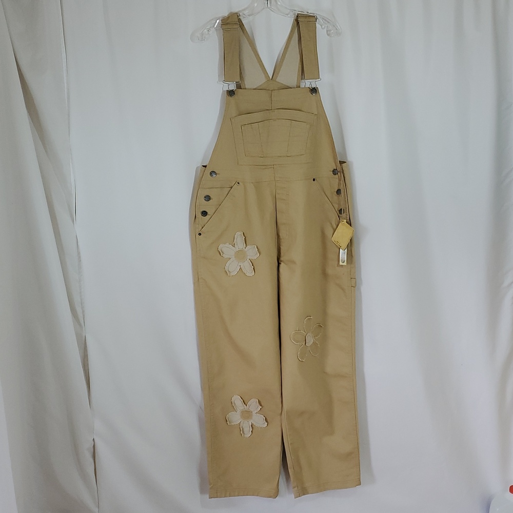 Hybrid & Company Womens Super Comfy Stretch Denim jumpsuit Pants Overalls ~Khaki - Picture 7 of 16